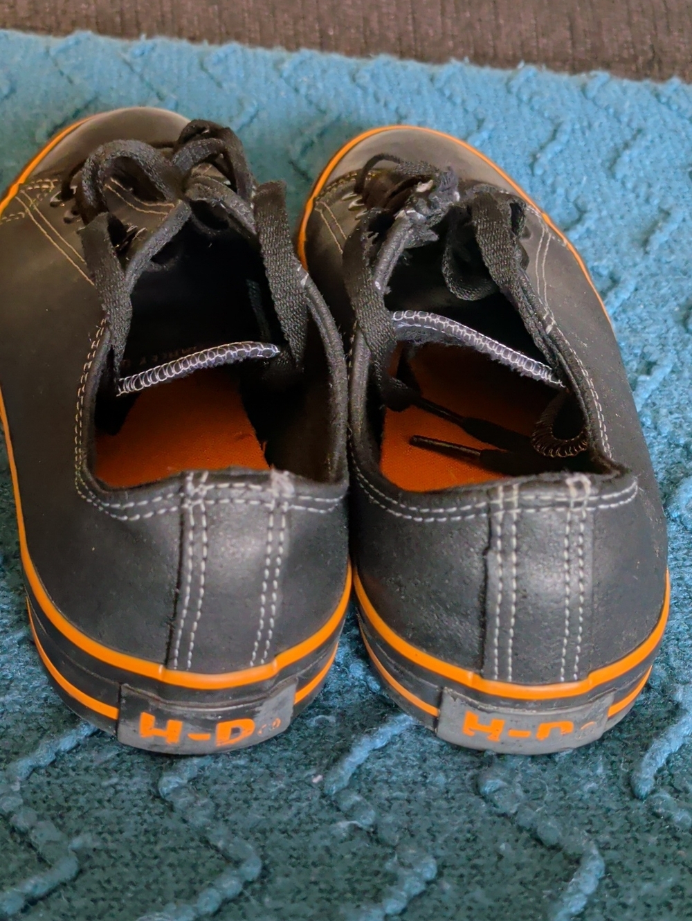 Harley-Davidson Black and Orange Kids Lace-Up Sneakers